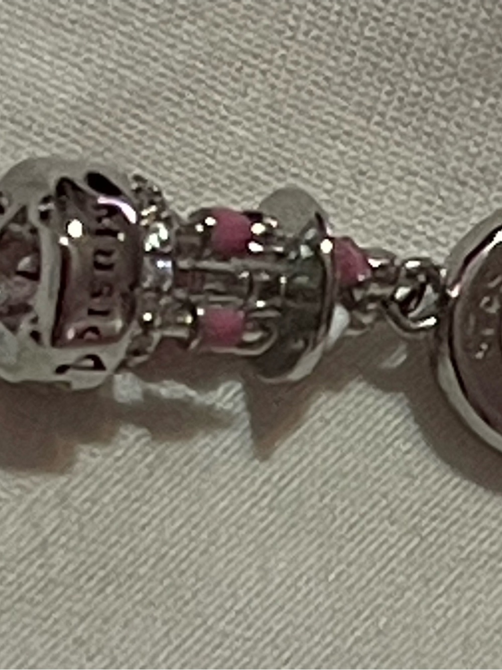 925 Sterling Silver Carousel Charm with Pink Enamel Accents - Picture 9 of 9